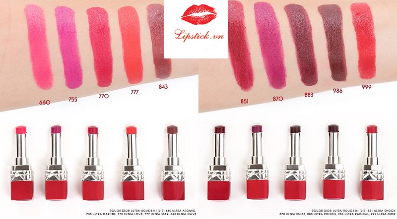 Son Dior 851 Ultra Shock  Đỏ Rượu Đẹp Nhất Ultra Rouge Vỏ Đỏ